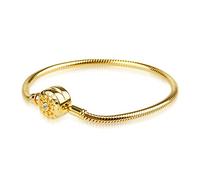 GNOCE Bracciale Classico Con Chiusura Rotonda Perline In Argento 925 "Il Momento In Cui Ti Incontro Elegante Collana Di Serpenti Per Signore e Signori (21, Oro)