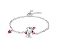 GNOCE Bracciale Peanuts Snoopy Cuore Argento Sterling 925 Regolabile - Gioielli Regalo Ragazze Bambini
