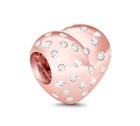 GNOCE Charm a Forma di Cuore Placcato Oro Rosa in Agento S925 Sei La Unica Charm Bead per Bracciali e Collana Regalo per Moglie Donne