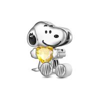 GNOCE Charm Bead Peanuts Snoopy Abbraccio seduto Birthstone Ciondolo in argento Sterling 925 Charms Bracciale/Collana Gioielli Regalo per le donne Fans (Novembre-Topazio)