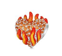 GNOCE Charm con perla emoji a forma di cuore in fiamme, in argento Sterling 925, regalo per ragazze e bambini, adatto a tutti i braccialetti/collana, Argento, Zirconia cubica