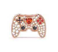 GNOCE Charm Gamepad in Agento S925 Amo I Videogiochi Oro Rosa Charm Bead con Zirconi per Bracciali e Collana Regalo di Natale per Famiglia Moglie Figlia Amico