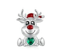 GNOCE Charm in Argento S925 Sterling Silver Charm Bead Adatto a Bracciale & Collana Regali di Natale per Donne Ragazze Amici (Renna)