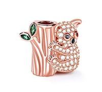 GNOCE Charm Koala Sull'Albero in Agento S925 Koala Carino Charm Placcata Oro Rosa 18k per Bracciali e Collana Regalo per Moglie Donne