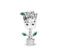 GNOCE Charms Donna in Argento Sterling 925 con Zirconia Cubic Io Sono Groot Charms Ciondolo Placcato Oro Rosa per bracciali e Collana (2Argento)