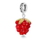 GNOCE Ciondolo a forma di lampone rosso Ciondolo a forma di frutta in argento 925 con zirconia cubica per braccialetto/collana regalo per le donne