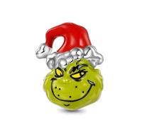 GNOCE Ciondolo a Forma Di Palla Di Natale Grinch In Argento Sterling 925 Per Donne e Ragazze Regalo Di Gioielli (Grinch Head)