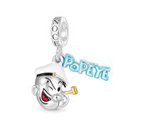 GNOCE Ciondolo con Perline Popeye San Valentino Abbraccio con Ciondolo a Cuore in Argento Sterling 925 Ciondoli per Donne e Ragazze Gioielli Regalo per i Fan (Capo di Popeye)