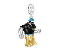 GNOCE Ciondolo con Perline Popeye San Valentino Abbraccio con Ciondolo a Cuore in Argento Sterling 925 Ciondoli per Donne e Ragazze Gioielli Regalo per i Fan (Bluto)