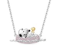 GNOCE Collana Peanuts Snoopy con Woodstock Drifting Collana Argento Sterling 925 Regalo Bracciale/Collana Gioielli per Ragazze Bambini