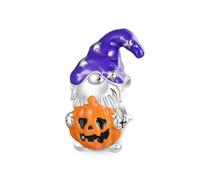 GNOCE Halloween Gnomo Che Tiene la Zucca Charm per lei, S925 Argento Sterling Charm Dangle per le Donne Moglie, San Valentino, Festa Della Mamma Gioielli Regalo