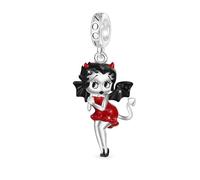 GNOCE Halloween Little Devil Betty Boop Ciondolo Dangle Charm, S925 Argento Sterling Charms Dangle per le donne ragazze moglie figlia, San Valentino, festa della mamma gioielli regalo