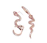 GNOCE Orecchini a forma di serpente, in argento Sterling S925, con zirconia cubica trasparente, per donne e ragazze, idea regalo alla moda e personalità (1 oro rosa), Argento, Zirconia cubica