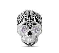 GNOCE Punk Skull Charms Beads 925 Sterling Silver Charm Bead Con Cubic Zirconia Stone Adatto a Tutti i Bracciali/Collana Regalo Fatto a Mano Per Amico