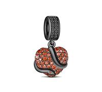 GNOCE Serpente Sul Pendente Di Fascino Del Cuore S925 Perle Di Fascino In Argento Sterling Con Pietre Di Granato Per Braccialetto Collana Gioielli Regalo Per Donna Uomo
