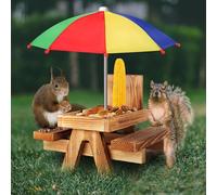 Gnodary, Mangiatoia per scoiattoli con ombrello, mangiatoia per scoiattoli, per esterni, per picnic e scoiattoli, mangiatoia per scoiattoli, per mais, arachidi (colore multiplo 1)