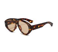 GNOLONG Retro Lunettes de Soleil Ovales Surdimensionnées des années 70 Lunettes de Soleil à Monture Épaisse Pilot UV400 Lunettes à jambes larges pour Femmes Hommes (Leopard Brown)
