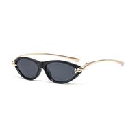 GNOLONG Stylished Occhiali Cat Eyes ovale - Occhiali da sole per le donna uomo Retro ovale Gold Frame Occhiali UV400 Protezione Vintage Ombra Partito di guida (Nero Grigio)