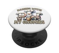 Gnome Baking With My Gnomies Funny Saying For Baker Mom PopSockets PopGrip Adesivo