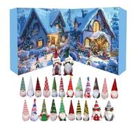 Gnome Countdown Calendar, 24-Day Christmas Count Down, 8.27x8.27x3.54 Inches Collectible Holiday Display, Whimsical Art Piece for Adults Kids Couples Family Festive Decoration Living Room Mantel Setup