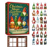 Gnome Countdown Calendar - Acrylic, 10.24x7.09x1.18in Christmas Pendant Festive Display | Reusable Decorative Advent Ornament, Holiday Countdown Decor For Kids, Families, Teens, Home, Classroom
