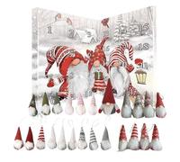 Gnome Countdown Calendar, Festive Dwarf Collectible, 24 Day Holiday Display, Plush Seasonal Decor for Desktop, Mantel, Fireplace, Tavolo, Christmas Tree, and Winter Celebration