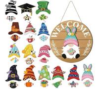 Gnome Door Sign, Halloween Gnome Welcome Sign Decor, Interchangeable Design With Magnet Pieces For Home Front Door, Porch, Yard And Seasonal Parties