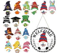 Gnome Door Sign, Interchangeable Design With Magnet Pieces, Halloween Gnome Welcome Sign Decor For Home Front Door, Yard, Seasonal Party Decorations, Cute Indoor Outdoor Holiday Doors Ornament