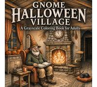 Gnome Halloween Village: A Grayscale Coloring Book for Adults Featuring Halloween Gnomes, Cozy Spooky Cottages, Pumpkins, Lanterns, and Magical Autumn Village Scenes
