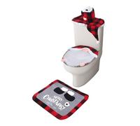 Gnome, set di coperture per sedile per WC divertente, da bagno di Natale, 4 pezzi, copertura per scatola di seta, decorazione del serbatoio del WC, protezione per le vacanze in tessuto