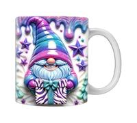 Gnome, tazza da caffè di Natale, tazza da caffè Gnome, tazza da giardino in ceramica, tazza 3D, gnomi colorati con scatole - da giardino di grande capacità da 350 ml, per mamma, migliore amica