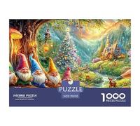 Gnomes by Tree in Magical Forest Scene Puzzle Da 1000 Pezzi Christmas Style Sfida Di Ingegno Per Adulti E Bambini 70x50cm/1000pcs