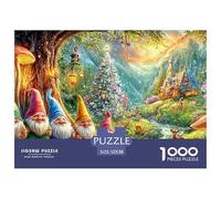 Gnomes by Tree in Magical Forest Scene Puzzle Da 1000 Pezzi Christmas Style Sfidante E Di Ingegno Per Tutte Le Età 52x38cm/1000pcs