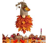 Gnomes Maples Leaves Wreath - Artificial Hallowee Autumn Maple Leaf Garland