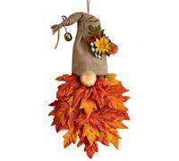 Gnomes Maples Leaves Wreath Artificial Halloween Decor Garland - Autumn Map