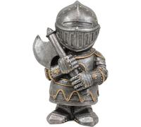 Gnomi Cavalieri di Guardia, Statua di Gnomo Nano, Statuetta di Crociato Templare con Croce, Armatura Alta, Scultura in Miniatura di Cavalieri Europei, Decora Il Tuo Giardi, Dwarf Axeman