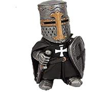Gnomi Cavalieri di Guardia, Statua di Gnomo Nano, Statuetta di Crociato Templare con Croce, Armatura Alta, Scultura in Miniatura di Cavalieri Europei, Decora Il Tuo Giardi, Teensylot