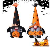 Gnomi di Halloween - Gnoma svedese fatti a mano | 2 pezzi giocattoli di zucche gnome | Dwarf Home Ornament per le vacanze Display da letto da letto da letto per esterno per esterno