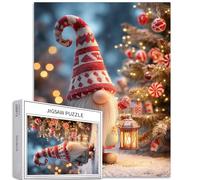 Gnomi di Natale 1000 pezzi puzzle per adulti albero di Natale sfondo arte puzzle colorato puzzle fai da te per la decorazione della casa regali puzzle famiglia perfetto per serate di gioco 50 × 70 cm