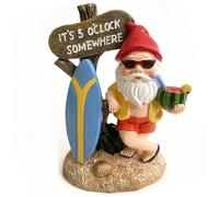 Gnomi di Natale 5.5in Figurine gnomi in resina vestita a barba piena di veste con anguria con pollice, 5'oclock da qualche parte, segno e tavola da surf statue gnoma per giardino decorazioni natali