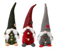 Gnomi di Natale Peluche Bambola Set di 3 per Decorazione Tavola Vacanze Invernal
