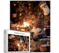 Gnomi di Natale vicino al caminetto 1000 pezzi puzzle per adulti calza di Natale arte puzzle impegnativo giochi di attività familiari colorato fai da te puzzle per la decorazione della casa regali 50