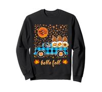 Gnomi Divertenti di Halloween Che tengono Il Camion delle zucche Hello Fall Felpa