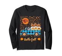 Gnomi Divertenti di Halloween Che tengono Il Camion delle zucche Hello Fall Maglia a Manica
