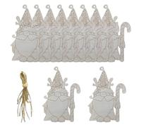 Gnomi in legno di Natale, incompiuto in legno di incompiuto | 10 pezzi Ornamento in legno - gnomi di Natale, decorazioni di gnomi per la casa, la cucina