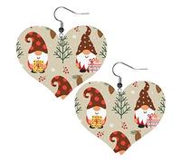 Gnomi natalizi e alberi di Natale Orecchini in pelle a forma di cuore Orecchini pendenti semplici da donna per lei