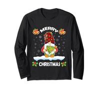 Gnomo Buffalo Plaid Merry Christmas GNOME con Albero di Natale Maglia a Manica
