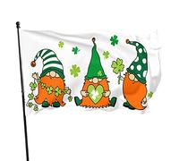 Gnomo con cuore a foglia di trifoglio Bandiera da giardino 3x5 FT Folletti irlandesi Green Shamrock St.Patrick's Day Poliestere Bandiere da cortile Casa Patio Prato Striscione di auguri per interni