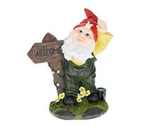 Gnomo da giardino Nano con cartello Figurina colorata 0,6 kg Multicolore