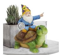 Gnomo da giardino solare, decorazione della statua della da giardino e dello gnomo,Decorazione per esterni a luce solare con scultura di gnomo - Statuette di tartarughe in resina Statue di gnomi da es
